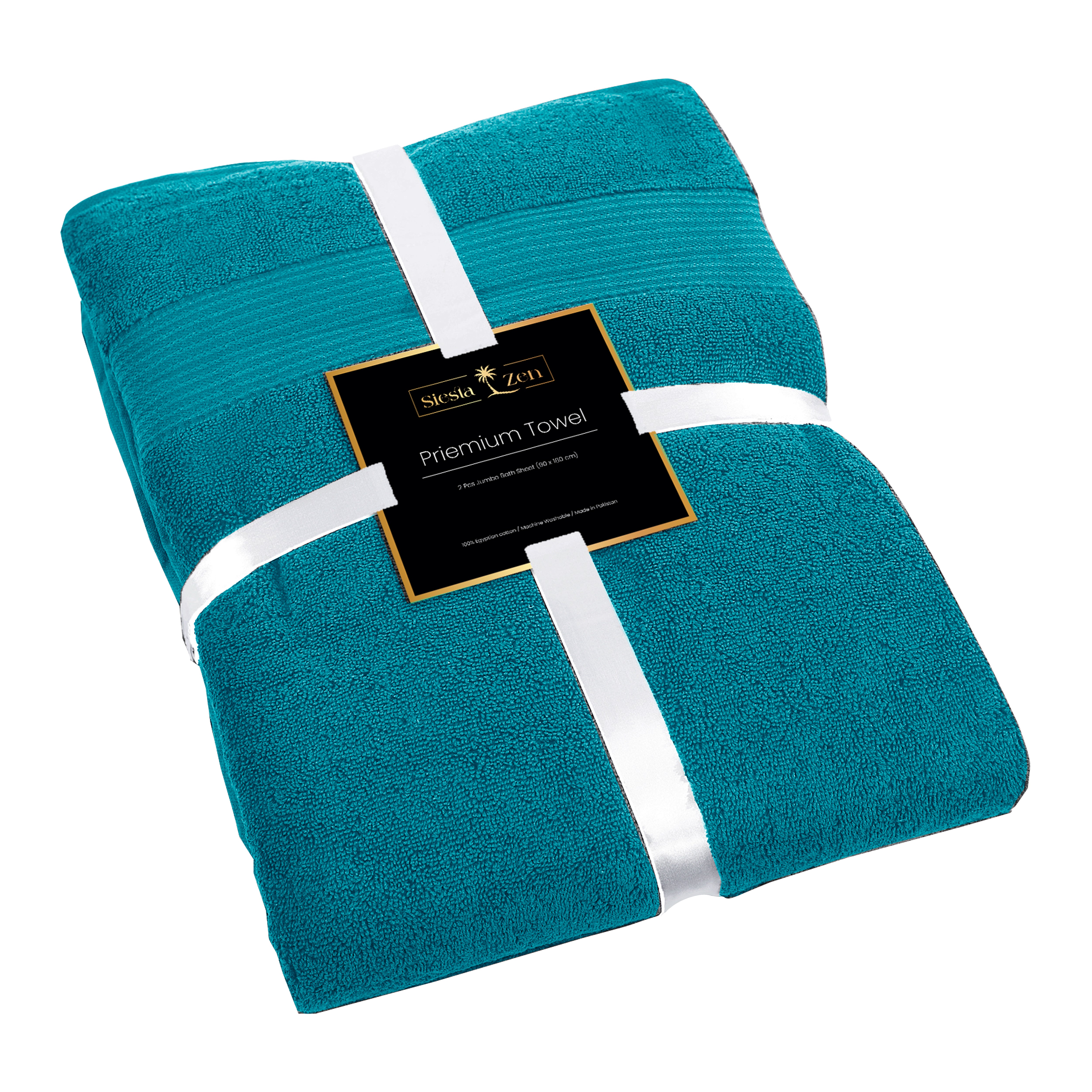 Siesta Zen Jumbo Bath Towels (Pack of 2) 600 GSM, 100% Combed Cotton, Extra Large 90x180cm, Ultra-Absorbent, Soft Hotel Quality with Jacquard Border