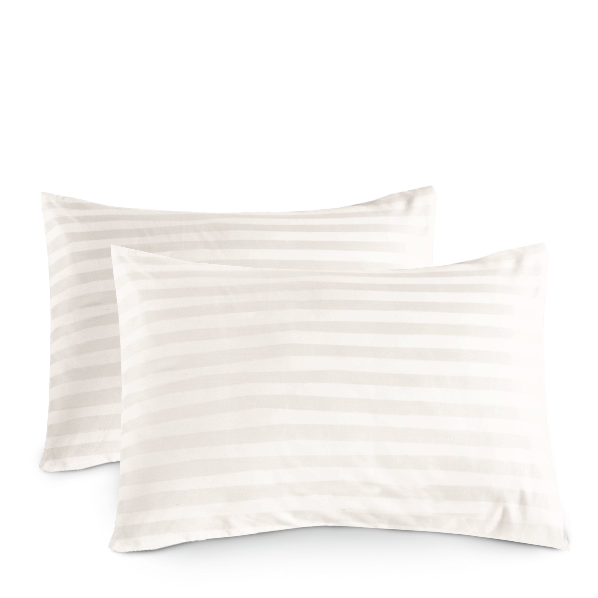 Siesta Zen 100% Cotton Luxury Hotel Sateen Pillow Covers (Pair) 2cm Satin Stripe, Ultra-Soft, Breathable & Hypoallergenic
