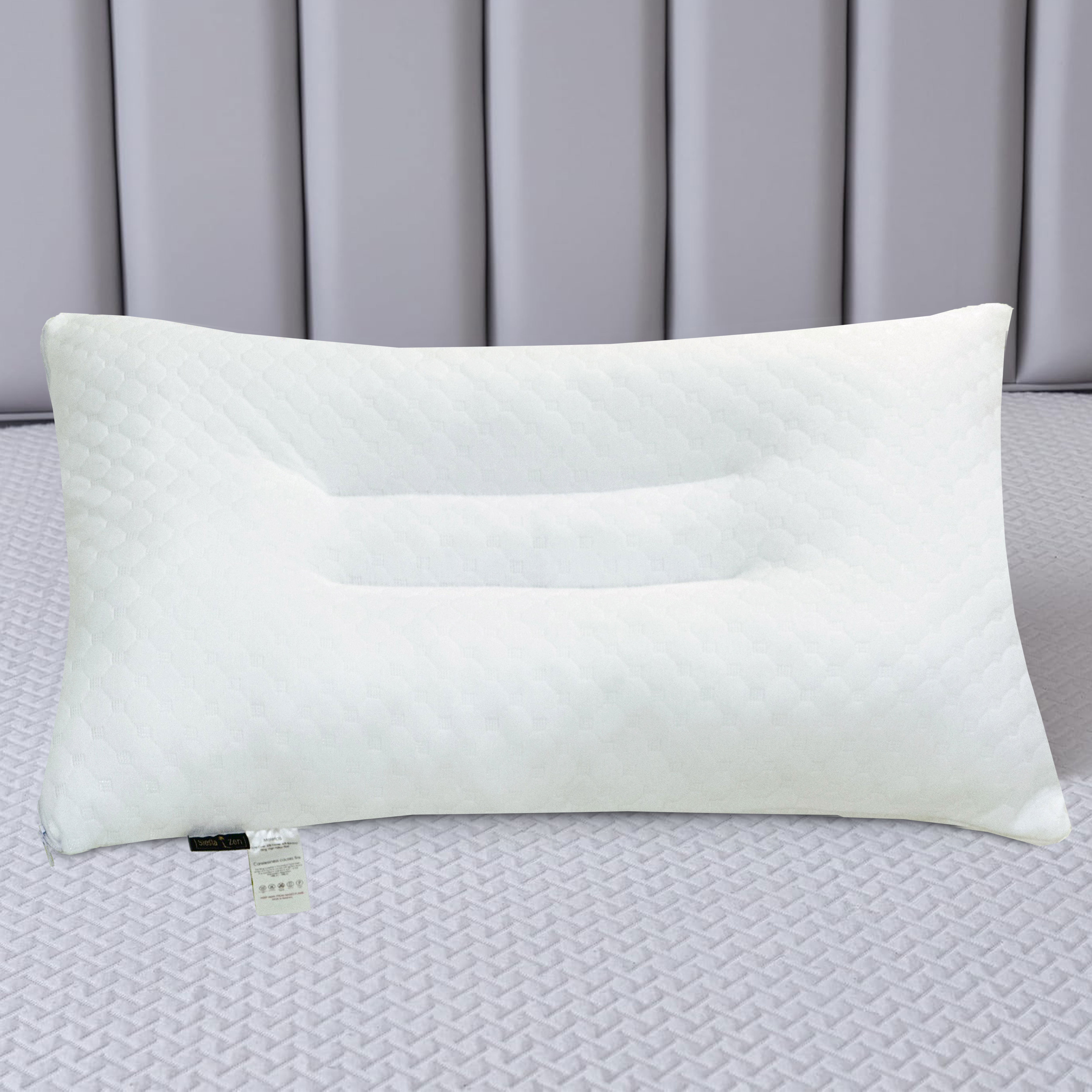 Siesta Zen Gentle Cervical Bamboo Air Flow Neck Support Pillow Filled with Vergin Hollowfiber Odorless, Ergonomic Contour Design for Neck & Spine Alignment Soft, Hypoallergenic (2, Standard Size)