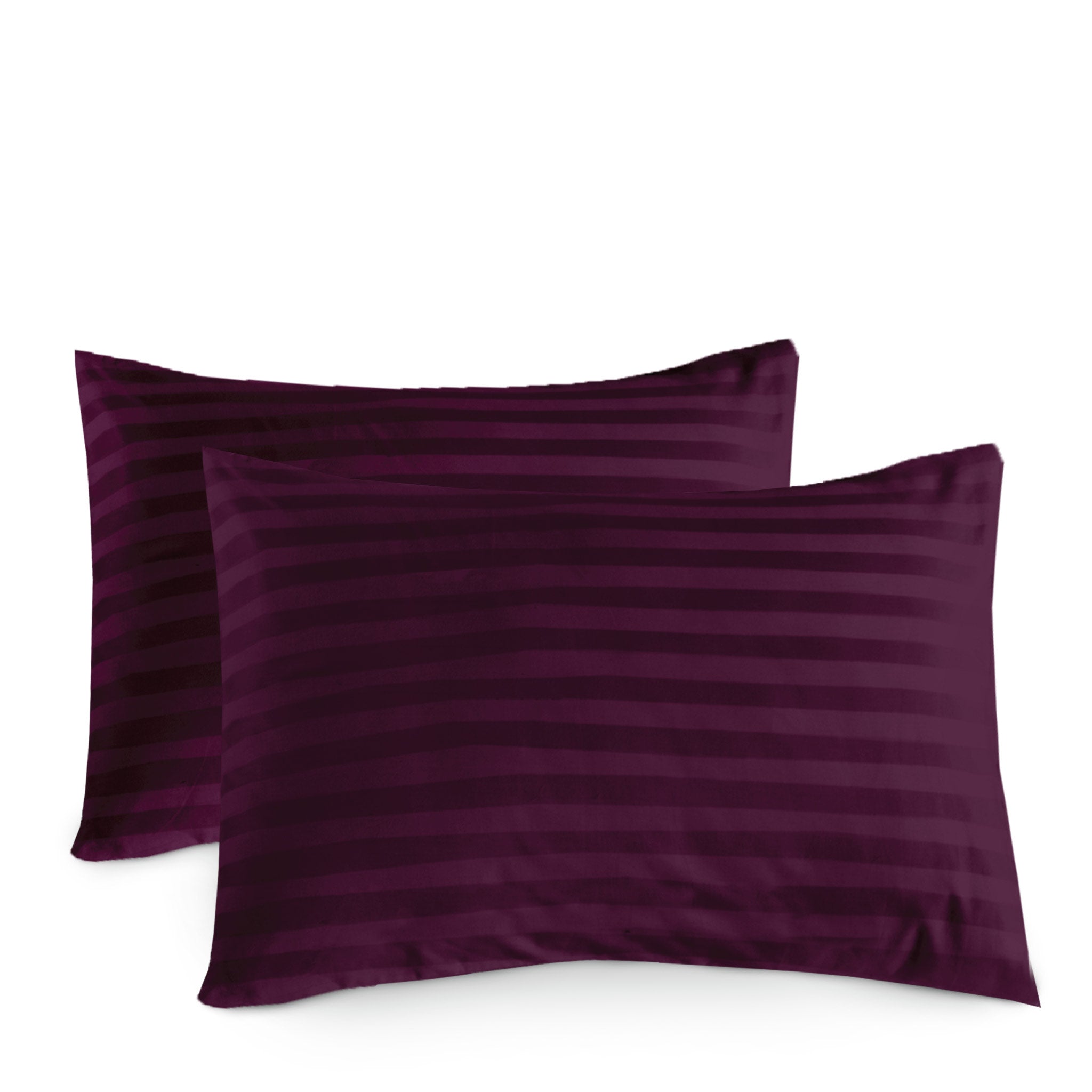 Siesta Zen 100% Cotton Luxury Hotel Sateen Pillow Covers (Pair) 2cm Satin Stripe, Ultra-Soft, Breathable & Hypoallergenic