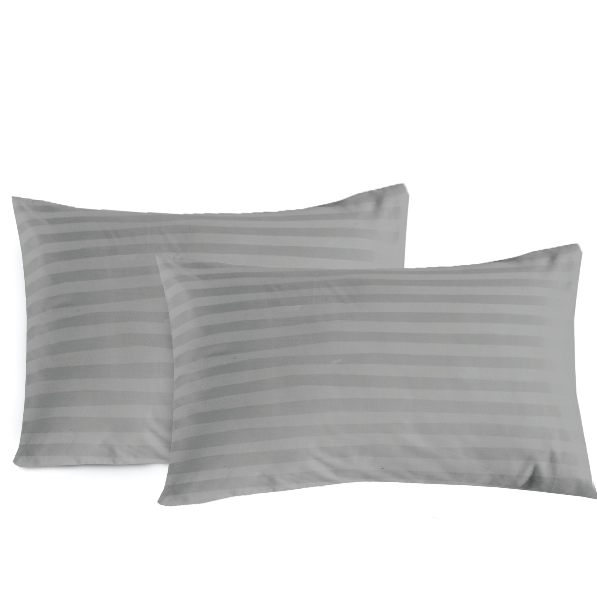 Siesta Zen 100% Cotton Luxury Hotel Sateen Pillow Covers (Pair) 2cm Satin Stripe, Ultra-Soft, Breathable & Hypoallergenic