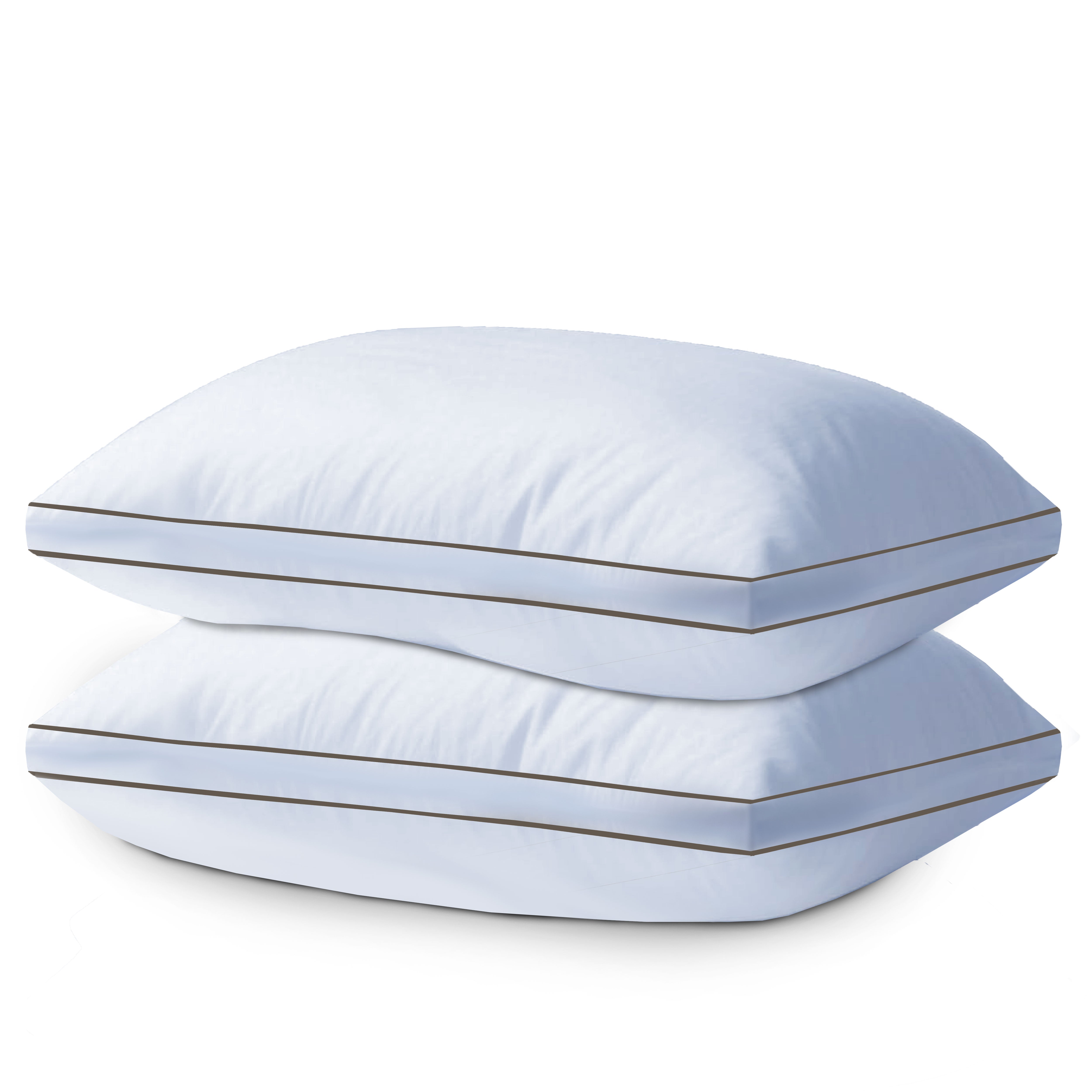 Hotel Quality Hollow-Fiber Filled Pillows (Pack of 2) – Plush Down-Alternative, Breathable, Hypoallergenic, Medium-Firm Support, Quick Bounce-Back, Double Piping Standard Pillows
