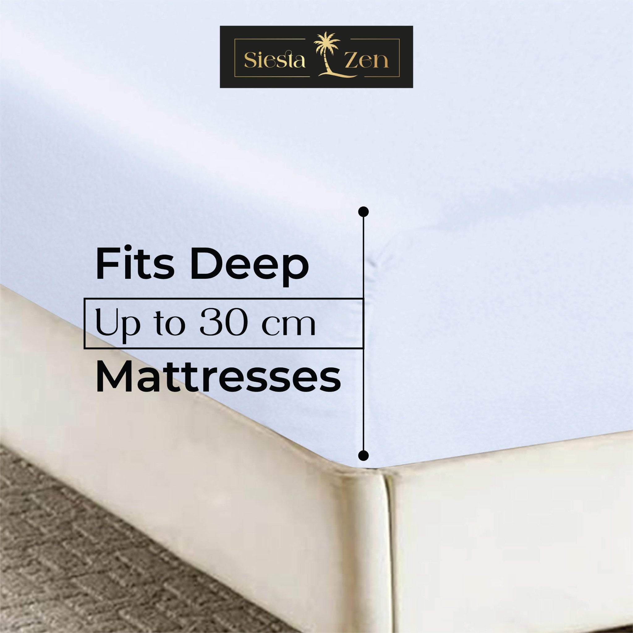 Siesta Zen Fitted Sheet Ultra-Soft Microfiber 30cm Deep Pocket, Fade & Shrink Resistant