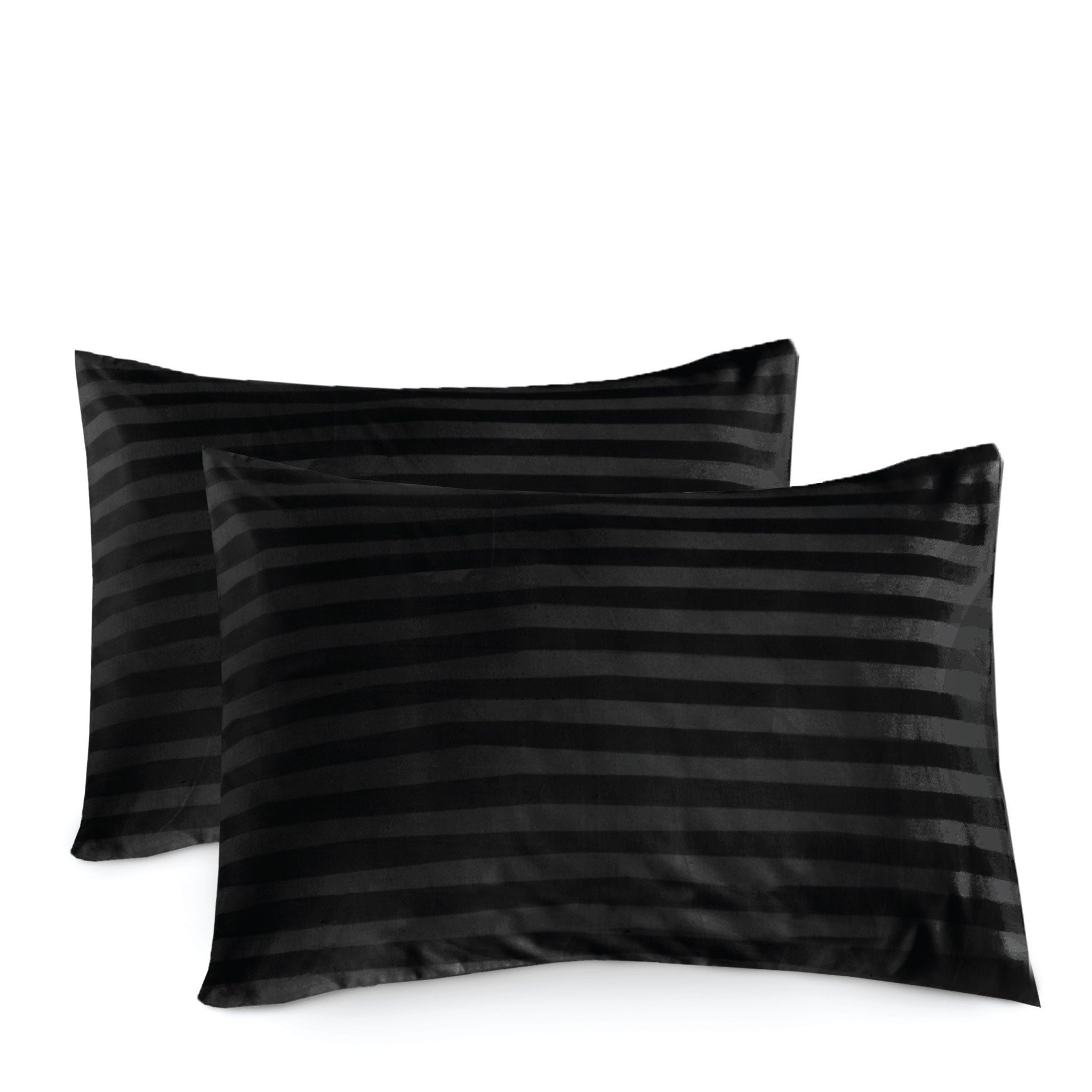 Siesta Zen 100% Cotton Luxury Hotel Sateen Pillow Covers (Pair) 2cm Satin Stripe, Ultra-Soft, Breathable & Hypoallergenic