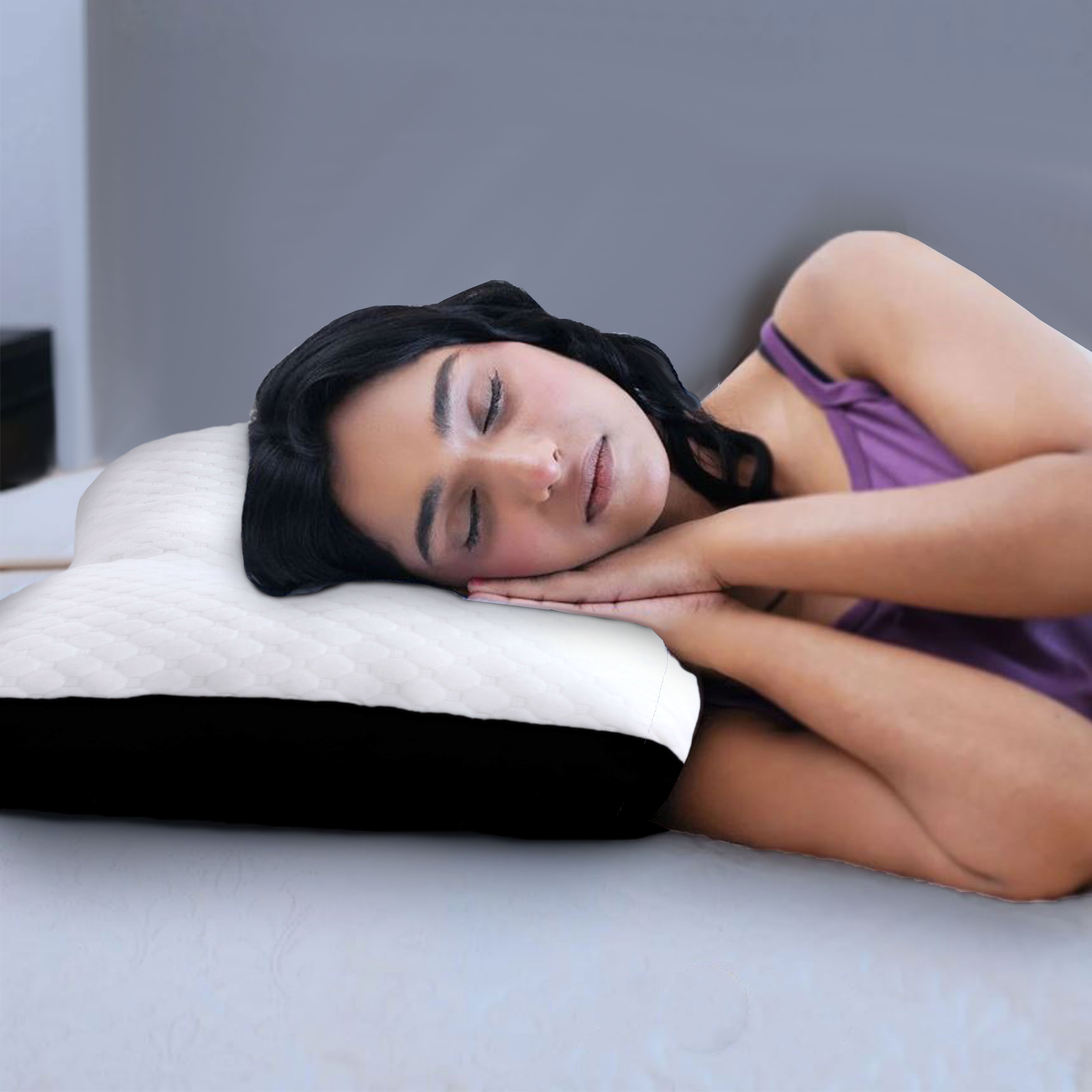 Gentle Cervical Bamboo Air Flow Neck Support Pillow Filled with Virgin Hollowfiber Odorless, Ergonomic Contour Design for Neck & Spine Alignment Soft, Hypoallergenic (Standard Size, Pack of 1 Pillow)