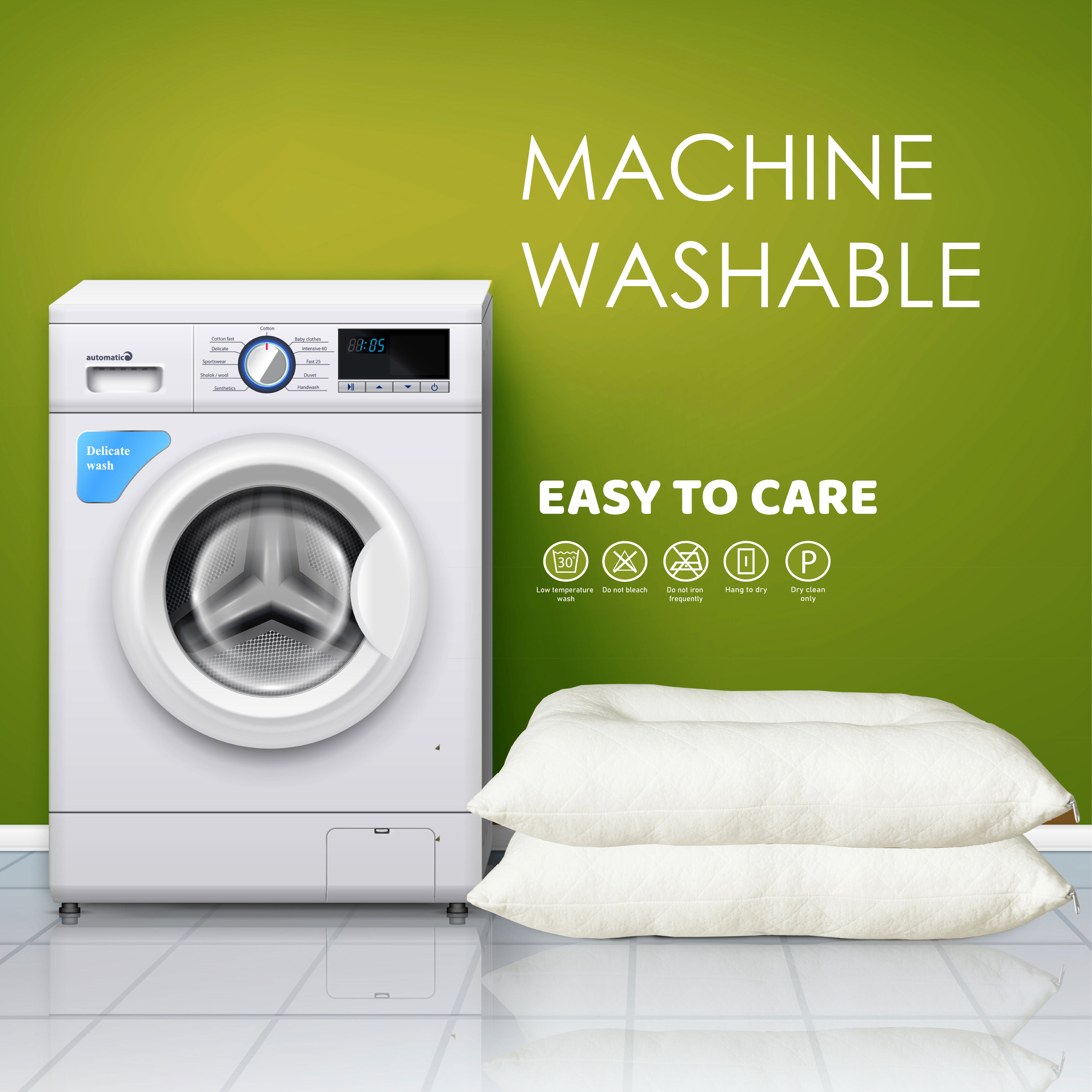 Ultimate Sleep Bamboo Filled Pillow (Pack of 2)  Standard Size Ergonomic Bed Pillows with Zipper, Virgin Hollowfiber Fill, Hypoallergenic, Breathable Cervical Neck Support for Side Sleepers